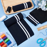 2Pcs Stripe Pattern Polyester & Spandex Ribbing Fabric for Cuffs, Waistbands Neckline Collar Trim, Baseball Sport Clothes Hem, Prussian Blue, 950x145x1.5mm