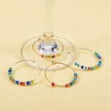 Brass Wine Glass Charm Rings Hoop Earrings, Mixed Color, 30x0.8mm, about 200pcs/box