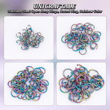 160Pcs 4 Style 304 Stainless Steel Open Jump Rings, Round Ring, Rainbow Color, 3.5~10x0.6~1mm, Inner Diameter: 2.3~7mm, 40pcs/style