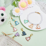 Cat Stitch Markers, Alloy Enamel Crochet Lobster Clasp Charms, Locking Stitch Marker with Wine Glass Charm Ring, Mixed Color, 3.7cm, 8 colors, 1pc/color, 8pcs/set