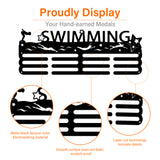 Fashion Iron Medal Hanger Holder Display Wall Rack, 3 Line, with Screws, Word Swimming, Sports Themed Pattern, 150x400mm