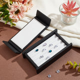 4-Slot Rectangle PU Letaher Loose Diamond Presentation Box, Small Gems Showing Case with Lid for Diamond Storage, Black, 12.05x6.5x2.5cm