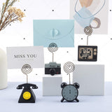 Wooden Message Clip, with Metal Finding, Clock & Phone & Camera & Televion, Mixed Color, 4pcs/set