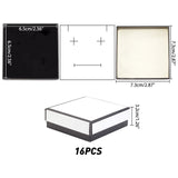 Paper Box, Snap Cover, with Sponge Mat, Jewelry Box, Square, White, 7.3x7.3x3.2cm