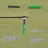 Sports Theme Iron Medal Hanger Holder Display Wall Rack, 3-Line, with Screws, Dance, Sports, 130x290mm, Hole: 5mm