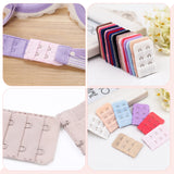 40Pcs 20 Colors Polyester 3 Rows x 2 Hooks Underwear Bra Extenders, with Iron Rings & Hooks, Rectangle, Mixed Color, 49x32x4mm, 2pcs/color