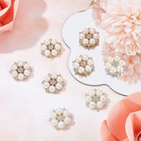 24Pcs 2 Colors Alloy Rhinestone Cabochons, with with ABS Plastic Imitation Pearl, Flower, Golden & Silver, 27.5x9mm, 12pcs/color