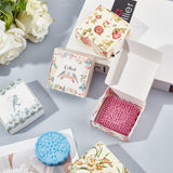 Flower Pattern Paper Gift Boxes, Folding Boxes, for Jewelry Square, Mixed Color, 7.5x7.5x3cm, 5 colors, 6pcs/color, 30pcs/set