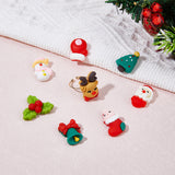 48Pcs 8 Styles Christmas Theme Opaque Resin Cabochons, Reindeer & Christmas Tree & Santa Claus, Mixed Shapes, Mixed Color, 21~25x15.5~26x6~8.5mm, 6pcs/style