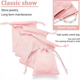 Faux Suede Packing Pouches, Drawstring Bags, Pink, 9.6x8cm