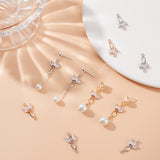 12Pcs Brass Clear Cubic Zirconia Connector Charms, Flower Links, Nickel Free, Real 18K Gold Plated, 21x10x3mm, Hole: 1mm, 12pcs