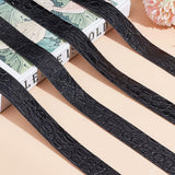 PU Imitation Leather Ribbon, Flat with Crocodile Skin Pattern, Black, 25x2mm, 2.5m/roll