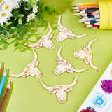 Unfinished Wood Cutouts, for Kids Painting Craft, Ox's Head, BurlyWood, 5.7x7.95x0.15cm, 10pcs/bag