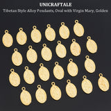 100Pcs Tibetan Style Alloy Pendants, Oval with Virgin Mary, Golden, 17.5x10x1mm, Hole: 1.5mm