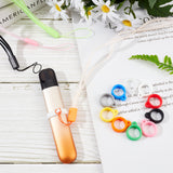 Silicone Pendant, for Electronic stylus & Lighter Making, Ring, Mixed Color, Silicone Pendant: Hole: 13mm, 20pcs/set, Rubber Lanyard Straps: 5 colors, 1strand/color, 5strands