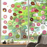 8 Sheets 8 Styles PVC Waterproof Wall Stickers, Self-Adhesive Decals, for Window or Stairway Home Decoration, Donut, 200x145mm, 1 sheet/style
