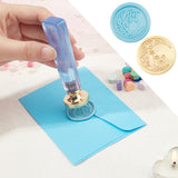 DIY Stamp Making Kits, Including Acrylic Handle and Brass Wax Seal Stamp Heads, Moon Pattern, Handle: 79.5x21x13mm, 1pc, Stamp: 25mm, 1pc