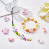 10Pcs 5 Style Food Grade Eco-Friendly Silicone Beads, Chewing Beads For Teethers, DIY Nursing Necklaces Making, Unicorn & Donut & Crown & Rainbow & Hot Air Balloon, Mixed Color, 17~30x22~35x9~10.5mm, Hole: 2~2.5mm, 2pcs/style