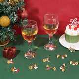 Christmas Theme Alloy Enamel Wine Glass Charms, with Brass Ring, Mixed Shapes, Mixed Color, 46~53mm, 30pcs/set