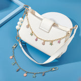 2Pcs 2 Colors Brass Bag Decorative Chains, with Ocean Themed Alloy Enamel Charms, Mixed Color, 32cm, 1pc/color