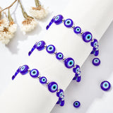 3Strands 3 Style Handmade Evil Eye Lampwork Beads Strands, Flat Round, Blue, 1strand/style