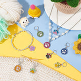 Dog Paw Print Alloy Enamel with Glitter Powder Pendant Stitch Markers, Crochet Leverback Hoop Charms, Locking Stitch Marker with Wine Glass Charm Ring, Mixed Color, 3.2~3.7cm, 2 style, 10pcs/style, 20pcs/set
