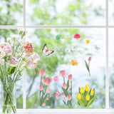 8 Sheets 8 Styles PVC Waterproof Wall Stickers, Self-Adhesive Decals, for Window or Stairway Home Decoration, Rectangle, Flower, 200x145mm, about 1 sheets/style