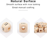 Natural Wooden European Beads, Large Hole Beads, Undyed, Cube with Letter, Antique White, 14x13.5x13.5mm, Hole: 5.5mm, 100pcs