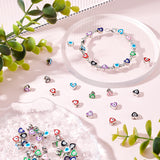 80Pcs 8 Colors CCB Plastic Beads, with Enamel, Platinum, Heart with Evil Eye, Mixed Color, 8x8x6mm, Hole: 2mm, 10pcs/color