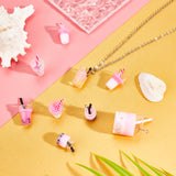 28Pcs 7 Style Resin Pendants, Imitation Juice Glass Pendants, Plastic Pendants, Pink, 4pcs/style