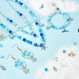 Ocean Theme DIY Jewelry Making Findings Kits, Including Glass Beads, Acrylic Beads, Alloy Enamel Pendants, Spiral Shell & Starfish & Fish & Mermaid Shape, Blue, 7.5~9x7~9mm, Hole: 1.5~2.5mm