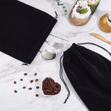 Velvet Packing Pouches, Drawstring Bags, Rectangle, Black, 30x20cm