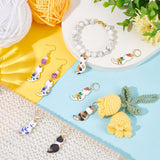 Alloy Enamel Cat Pendant Stitch Markers, Crochet Leverback Hoop Charms, Locking Stitch Marker with Wine Glass Charm Ring, Mixed Color, 4.6cm, 6 colors, 2pcs/color, 12pcs/set