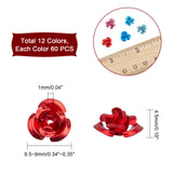 720Pcs 12 Colors Aluminum Beads, 3-Petal Flower, Mixed Color, 8.5~9x4.5mm, Hole: 1mm, 60pcs/color