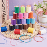 Waxed Polyester Cord, Twisted Cord, Mixed Color, 1mm, about 11m/roll, 22 colors, 1roll/color, 22rolls/set