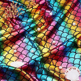 Sparkly Hologram Spandex Mermaid Printed Fish Scale Fabric, Stretch Fabric, Colorful, 100x150x0.02cm