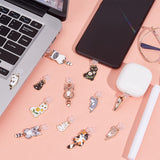 PVC Mobile Dustproof Plugs, with Cat Alloy Enamel Pendants, for USB Type C Port Cover, Mixed Color, 3.1~4.9cm, 12pcs/set