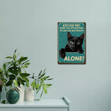 Iron Sign Posters, for Home Wall Decoration, Rectangle with Word Excuse Me Were You Attempting To Use The Bathroom Alone, Cat Pattern, 300x200x0.5mm