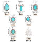 12Pcs 6 Style Synthetic Turquoise Pendants, with Antique Silver Tone Alloy Findings, Mixed Shapes, 28~45x23.5~31x5.5~7mm, Hole: 3mm, 2pcs/style