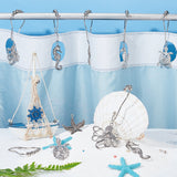 10Pcs Iron Shower Curtain Rings, with 10Pcs Sea Horse & Octopus & Starfish & Tortoise Alloy Link & Pendants, 20Pcs 304 Stainless Steel Jump Rings, Antique Silver, 73.5x42.5x8mm, Inner Diameter: 66.5x38.5mm