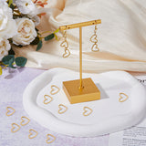 20Pcs 201 Stainless Steel Linking Rings, Laser Cut, Asymmetrical Heart, Real 18K Gold Plated, 10.5x13x1mm
