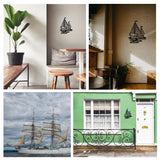Iron Wall Art Decorations, for Front Porch, Living Room, Kitchen, Matte Style, Sailboat Pattern, 260x209x1mm