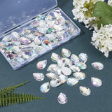 Sew on Rhinestone, Transparent Acrylic Rhinestone, Two Holes, Garment Accessories, AB Color Plated, Faceted, Teardrop, Clear AB, 25x18x5~5.5mm, Hole: 0.8~1mm, 120pcs/box