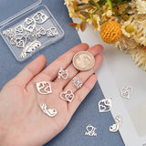 20Pcs 5 Style Mother's Day 201 Stainless Steel & 304 Stainless Steel Pendants, Laser Cut, Mixed Shapes, Stainless Steel Color, 10~24x10~17x0.9~1mm, Hole: 1.2~1.6mm, 4pcs/style