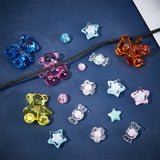 PandaHall Elit 350Pcs 15 Style Transparent Acrylic Beads, Bear & Round & Star & Candy & Flower, Mixed Color, 6~26.5x6~24.5x4~15mm, Hole: 1.5~3mm, 350pcs/box
