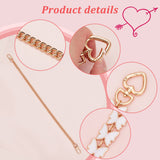 1Pc Curb Chain Bag Handle, and 1Pc Butterfly Alloy Enamel Bag Strap Extender, with Swivel Clasps, for Bag Straps Replacement Accessories, White, 16cm & 40.5cm