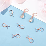 50Pcs 304 Stainless Steel Leverback Earring Findings, with Ice Pick Pinch Bails, Rose Gold, 24mm, Pin: 0.7mm and 0.5mm