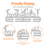 Iron Medal Hanger Holder Display Wall Rack, 2 Line, with Screws, Word Gymnastics, Platinum, 150x400mm