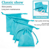 Faux Suede Packing Pouches, Drawstring Bags, Light Sea Green, 9.6x8cm
