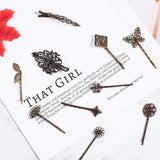 Brass Hair Bobby Pin Findings, Antique Bronze, 10.8x7.4x1.8cm, 23pcs/set